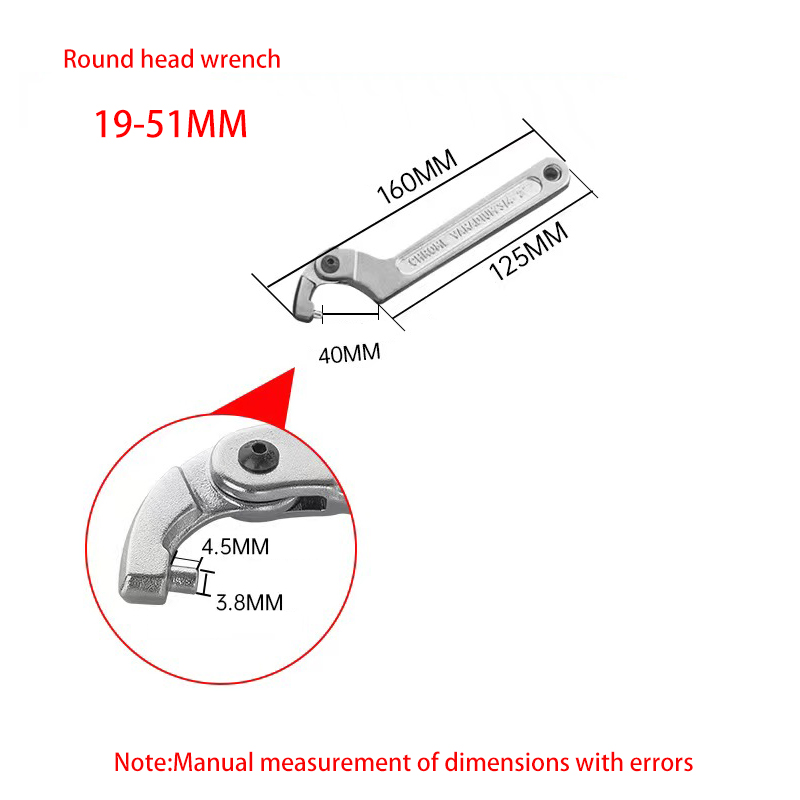 Adjustable Wrench Hook Spanner Square/Round Head CR-V Spanner For Round Bolt Maintenance Dismantling Tools 19-51/32-76/51-120mm: Yellow