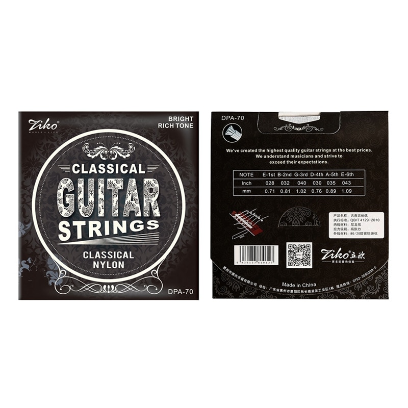 Ziko Dpa-70 Classical Guitar Strings Nylon Core Silver Plated Copper Wound High Tension