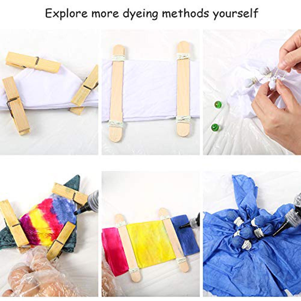 Tie-dye Kit T-Shirt Fabric Tie-dye Tools Kits with Wood Chips Rubber Bands Gloves Squeeze Bottles Aprons for Kids Adult