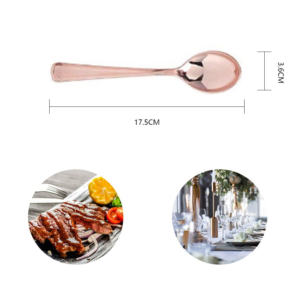 12 Stuks Wegwerp Servies Set Plastic Vorken Lepels Messen Rose Goud Servies Voor Lunch Diner Picknick Wedding Party Thuis