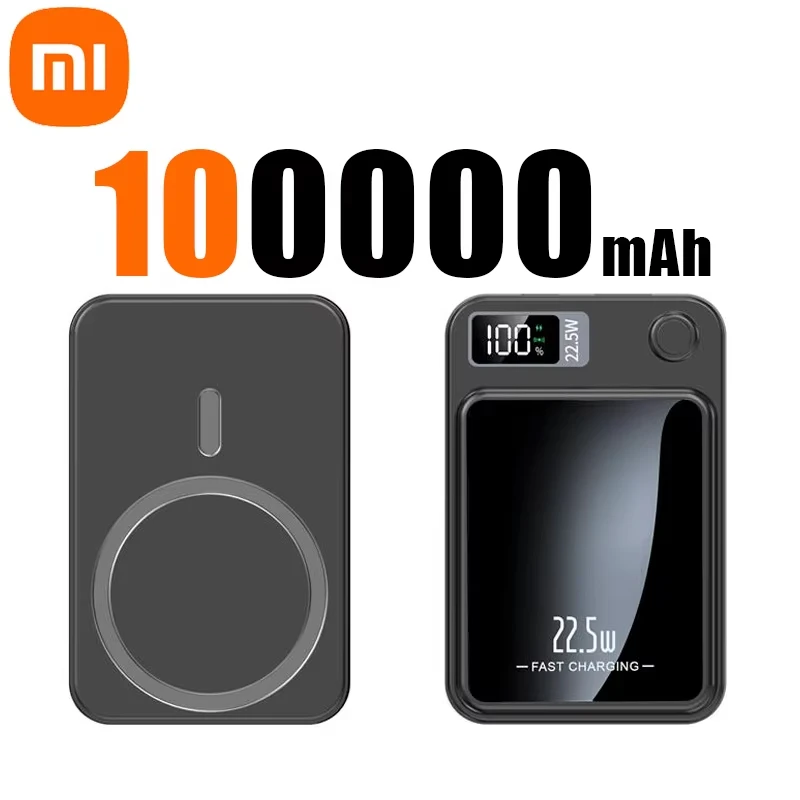 Xiaomi ccc 100000 mAh magnetische Powerbank – 2025 kabelloses Ladegerät mit extrem hoher Kapazität für MagSafe- und Multi-Geräte-Kompatibilität: Schwarz