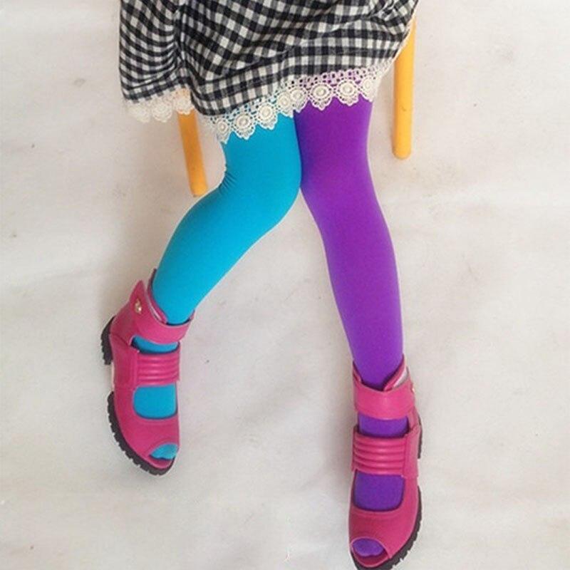 Medias de algodón de Color caramelo para niñas, pantalones de de retales, medias de baile para niños, medias cálidas en invierno