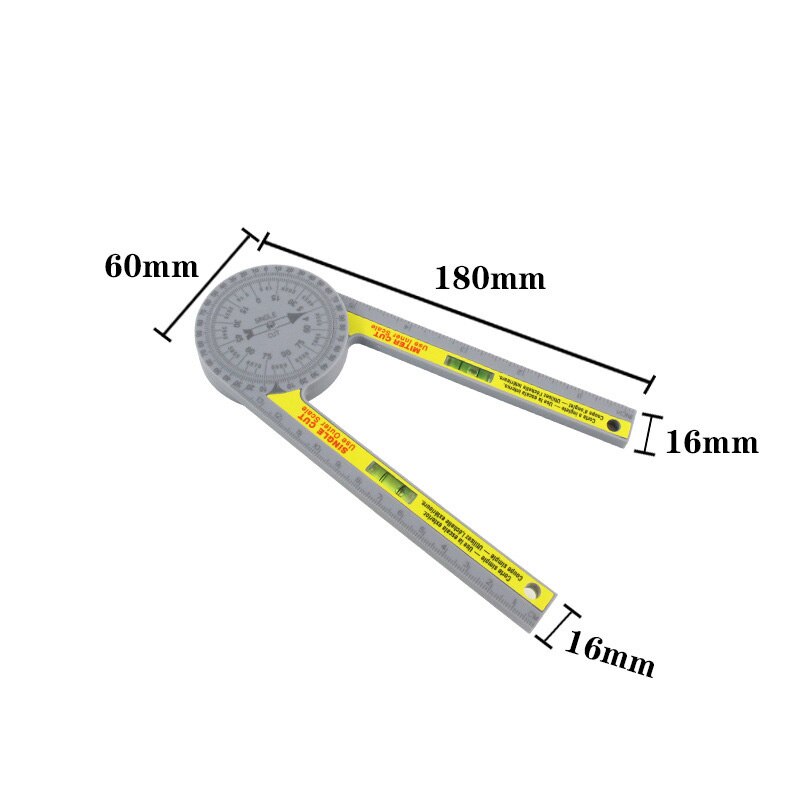 CUPBTNA 360 Degree Protractor Metal Angle Finder Goniometer Angle Ruler Stainless Steel Woodworking Tools Rotary Measuring Ruler: Yellow-plastic