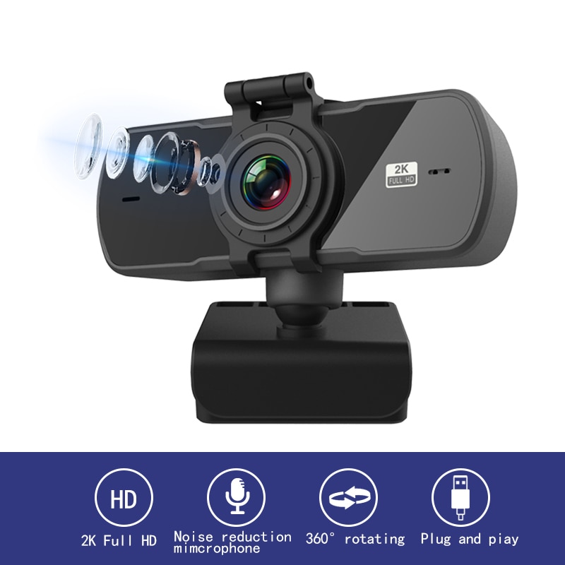 2K Fixed Focus HD Webcam Built-in Microphone Video... – Vicedeal