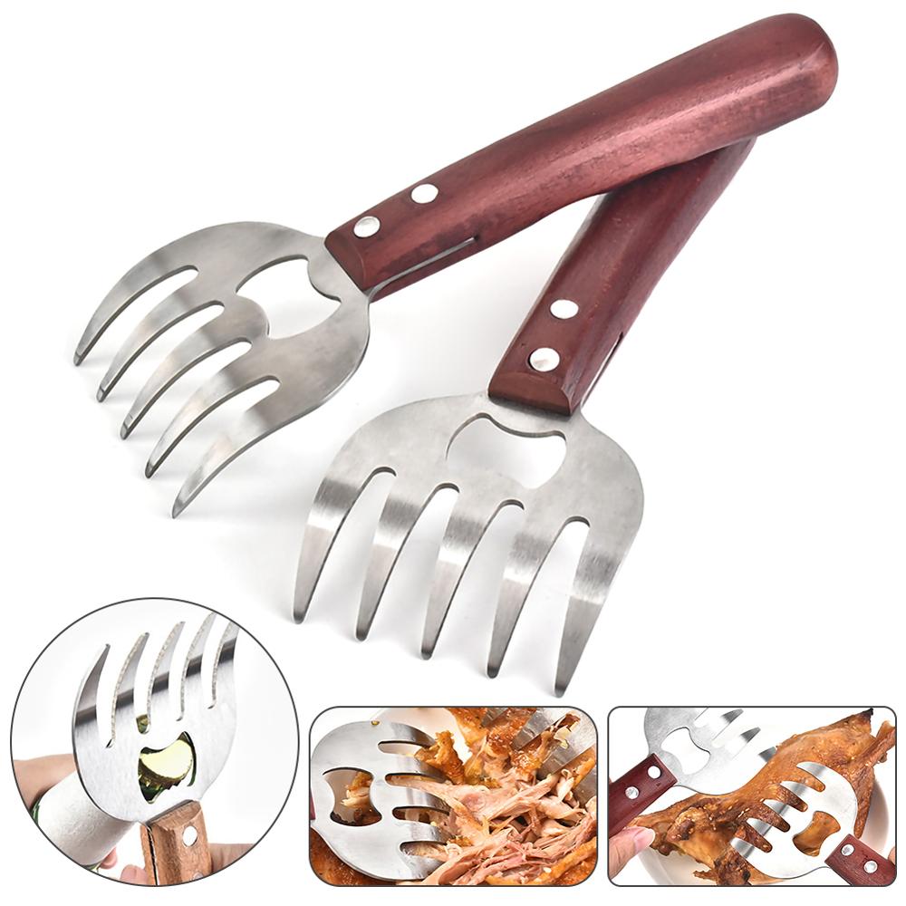 SONGLI 2 Pieces Meat Claws Meat Remover BBQ Pulled Pork Meat Shredder Bear Claws Stainless Steel Meat Handler: Red