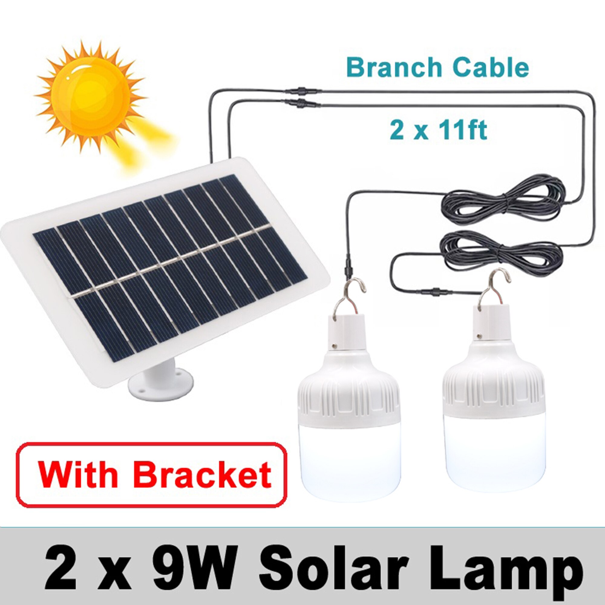 Branch Solar Light LED Outdoor Camping Lamp Waterproof Charge Bulb Hanging Courtyard Garden Solar Led Indoors Flood Spot: 2 x 9W 2200mAh