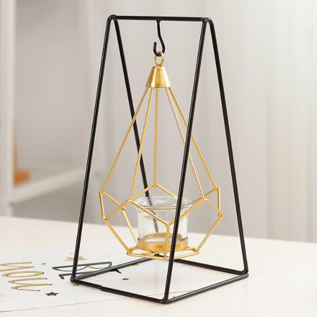 Nordic Stijl Ijzer Geometrische Kandelaars Glas Theelichthouder Thuis Versieren Metal Ambachten Wedding Party Decoratie