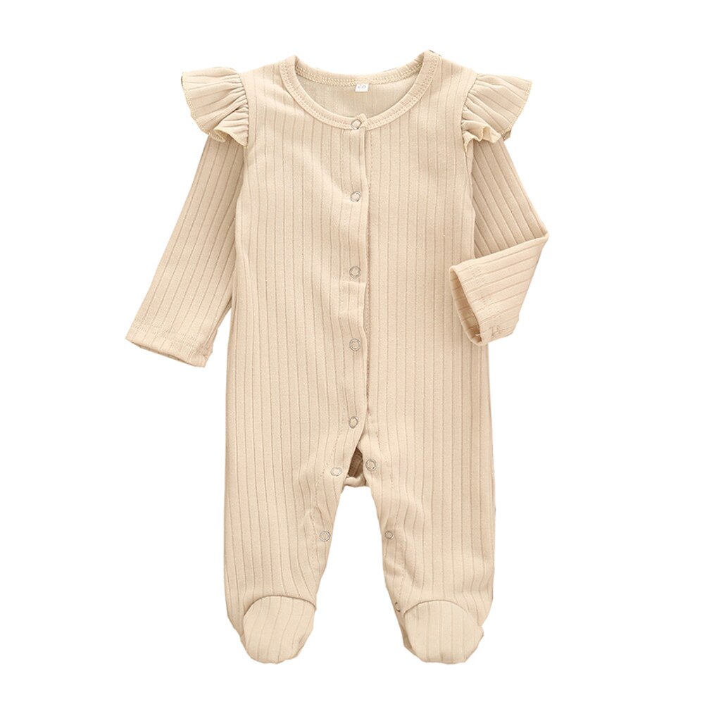 Mono de punto liso para recién nacidos, ropa de dormir, Mono: Beige / 0-3 M