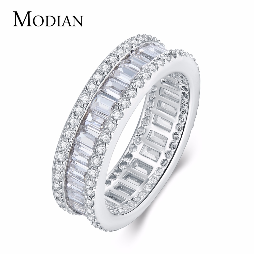 Modian qualidade superior moda anel com zircônia cúbica retângulo cristal charme anéis para as mulheres amor casamento jóias de luxo anel anel anel anel anel