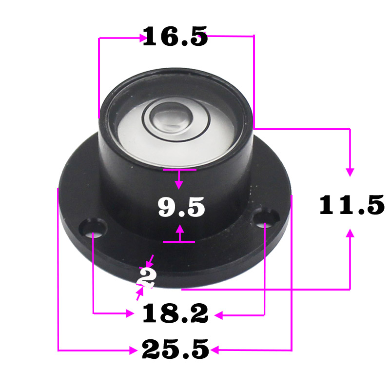 Haccury vaterpas boble hætteglas runde boble niveauer metal flange niveau måleinstrument størrelse 25.5 x 16.5 x 11.5mm