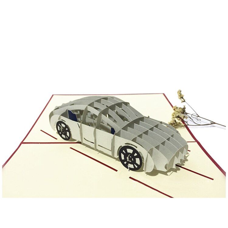-Handmade 3D Up Sports car Birthday Cards Greeting Cards