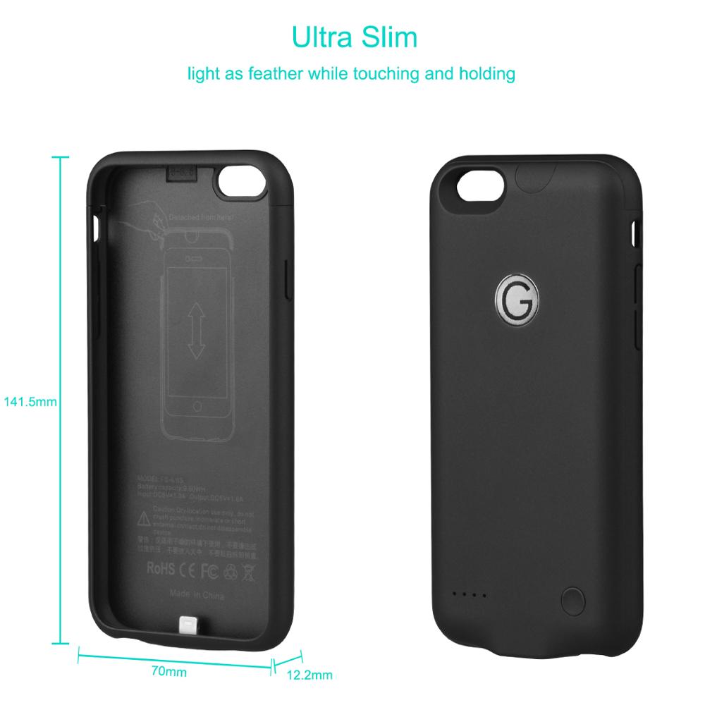 Custodia per caricabatterie da 2500mAh per iPhone 6 6s custodia di ricarica per banca di potere