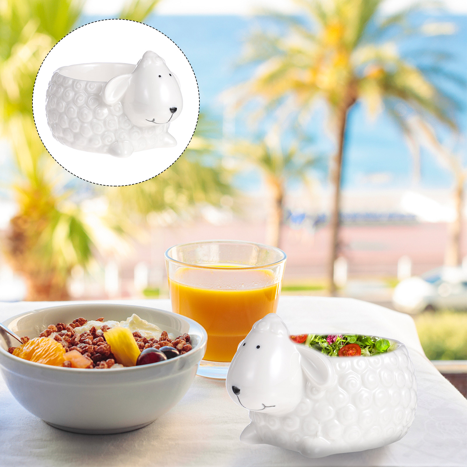 1pc Ceramic Dessert Bowl Breakfast Sushi Bowl Ceramic Food Dish for Home