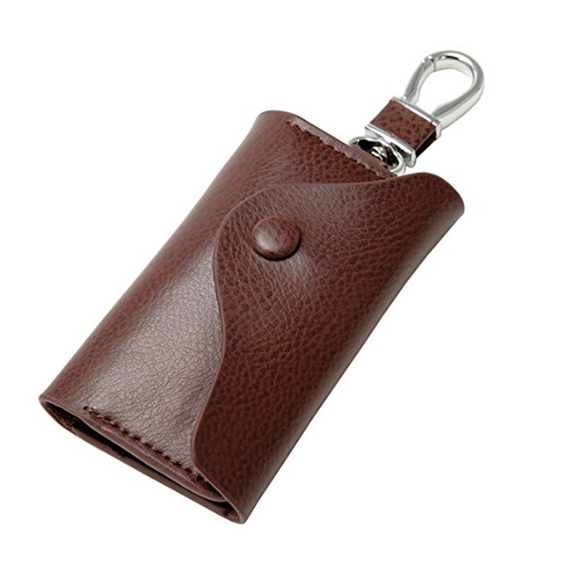 Genuine Leather Keychain Men Women Key Holder Organizer Pouch Cow Split Car Key Wallet Housekeeper Key Case Mini Card Bag: coffee