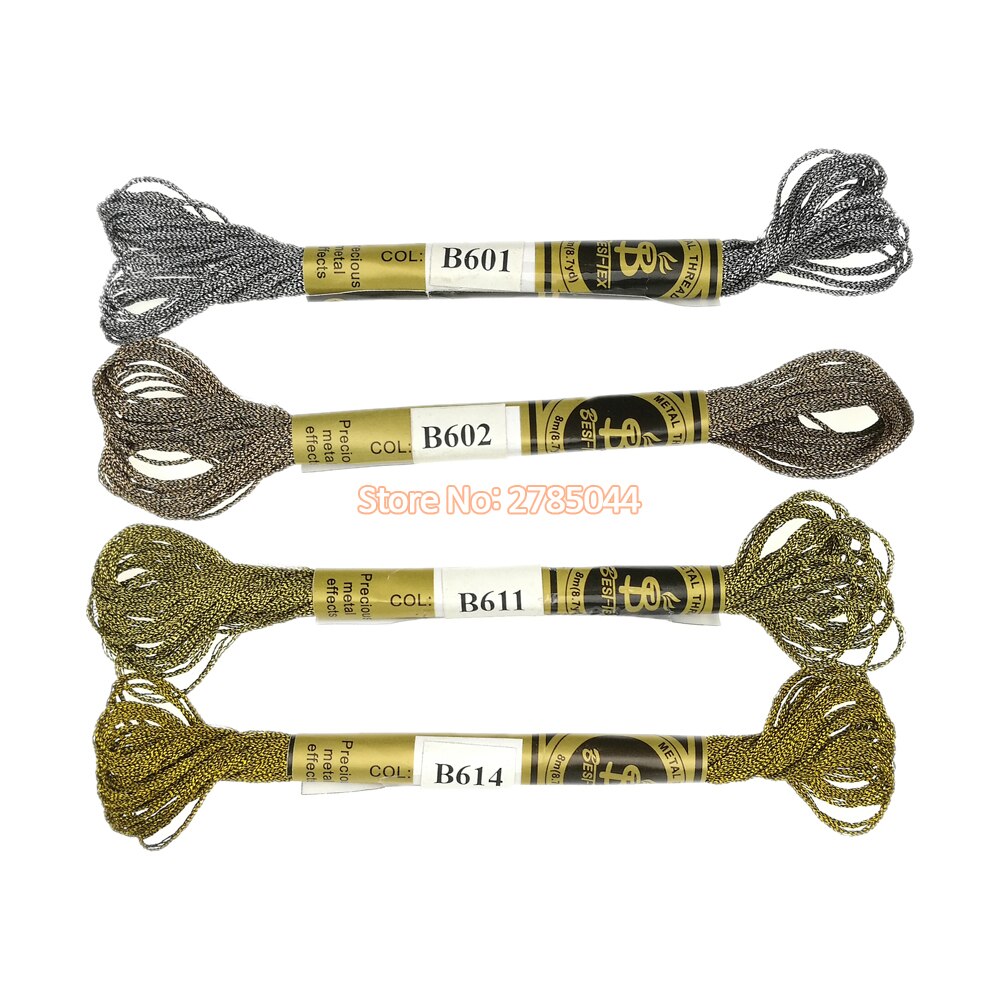 Sanbest Metallic Cross Stitch Thread Shiny Effect Embroidery Threads DIY Decor Hand Knitting Crafts Floss Sewing TH00042: New Combo 12