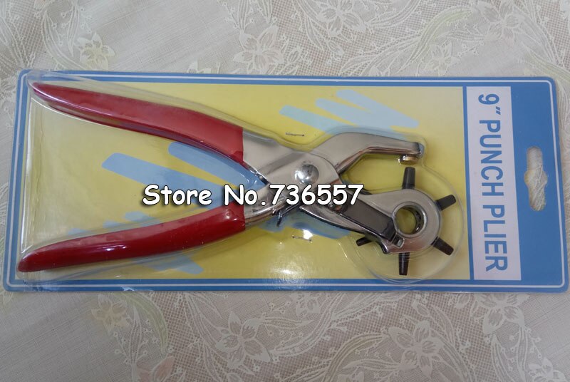 9 inch 6 Sized Heavy Duty Leather Hole Punch Hand Pliers Belt Holes Punches
