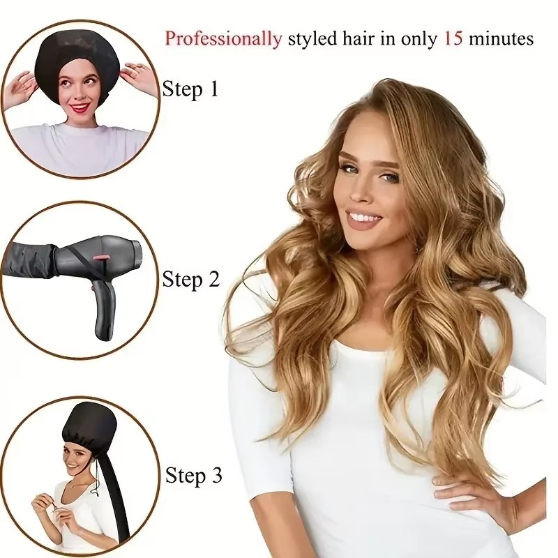 Secador de pelo multifuncional de alto rendimiento para el cuidado del cabello, 1 ud., una parada, emparejado con gorro calefactor
