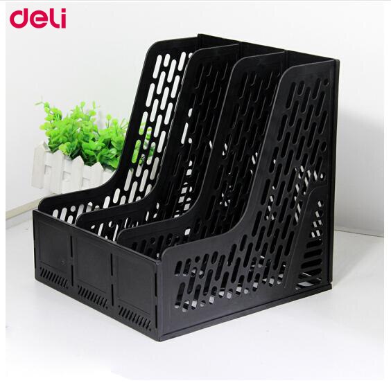 Deli 9845 document trays file box functional file organizer 3 cases desktop storage file folder with label