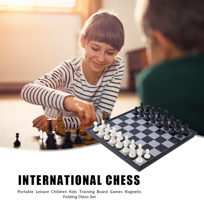 Jeu d'échecs pliant magnétique jeu d'échiquier Portable jeu d'échecs noir blanc