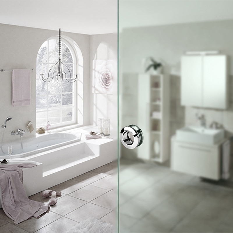 Manija de puerta de vidrio de acero inoxidable, tirador doble interior y exterior de 68mm, perilla oculta, herrajes para muebles de armario de ducha de baño