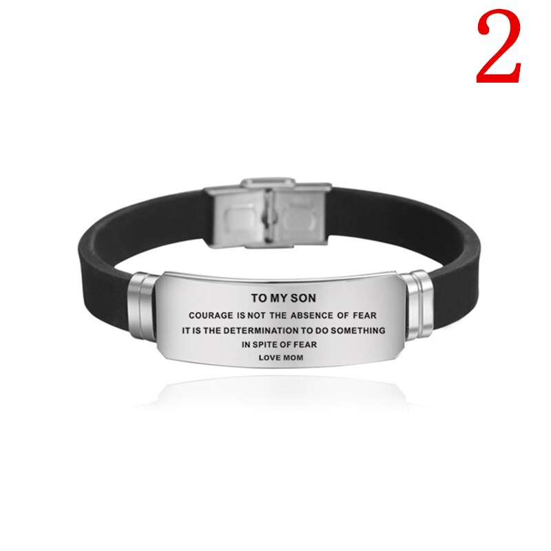 Inspirational Bracelets Engraved, to My Son, Stainless Steel Silicone Bracelets , Son Bracelet from Mom Dad: 2