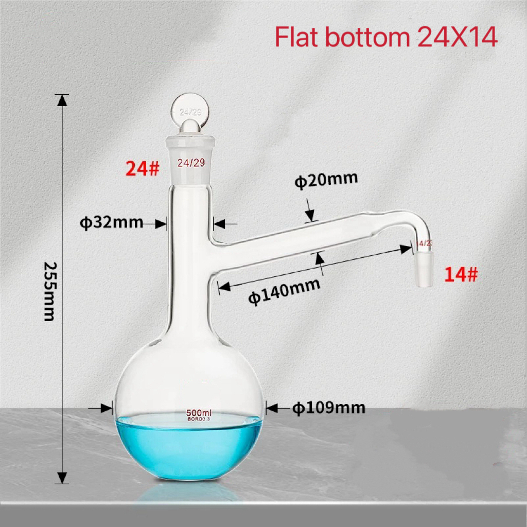 500 ml szklana kolba destylacyjna z płaskim/okrągłym dnem robić wykonywania destylowanej wody robić ekstrakcji olejków eterycznych szkło laboratoryjne