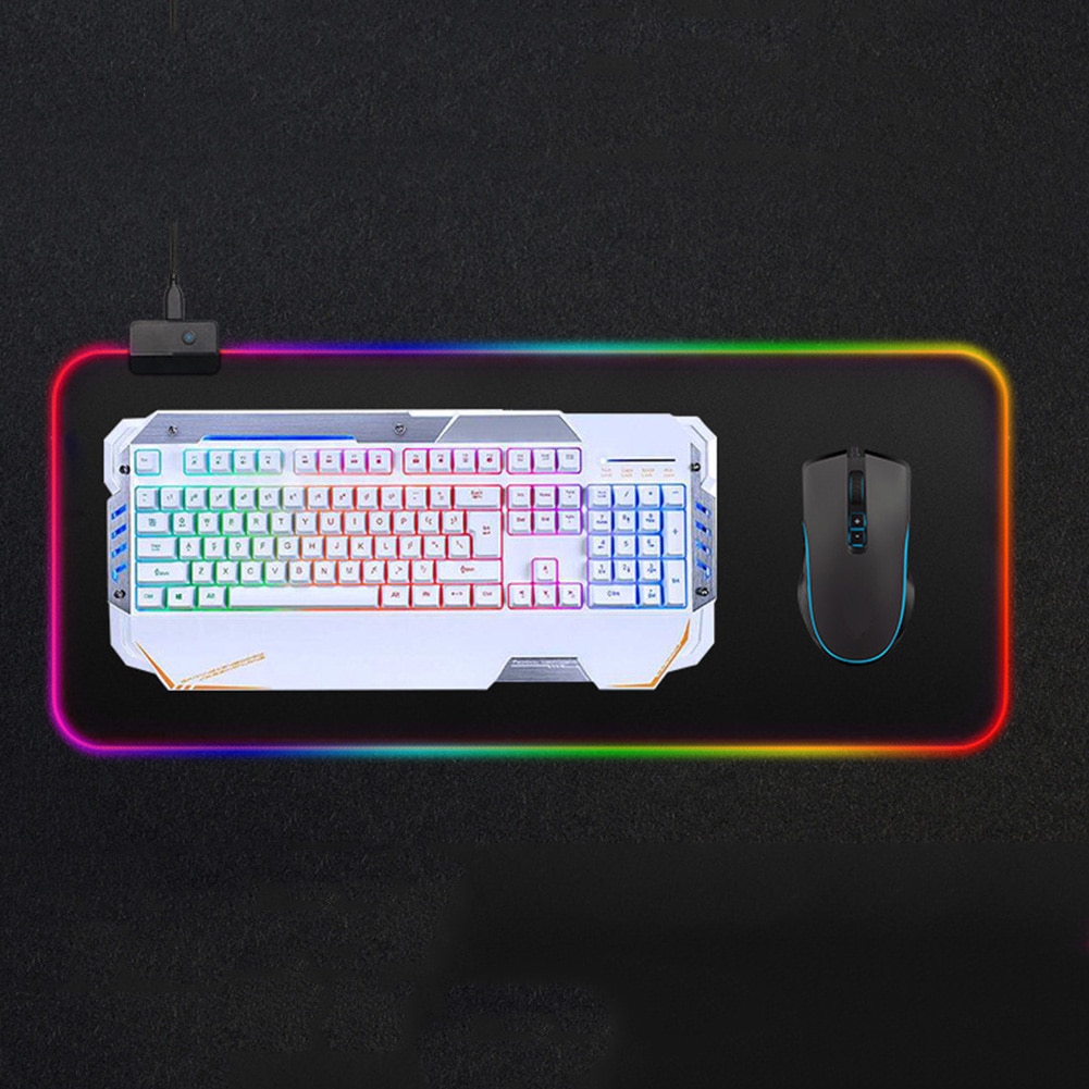 Large RGB LED Glowing Gaming Mouse Pad Illuminated Keyboard Non-slip Mat Blanket
