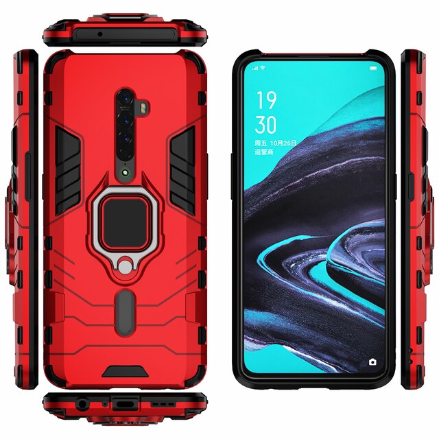 Dla OPPO Reno 2 Z 2Z 2F Case magnetyczny samochód pierścień odporny na wstrząsy pancerz etui na OPPO Reno 2Z 2F 2 Z RenoZ Reno2 Reno2F Reno2Z Coque: For Reno 2Z / Red
