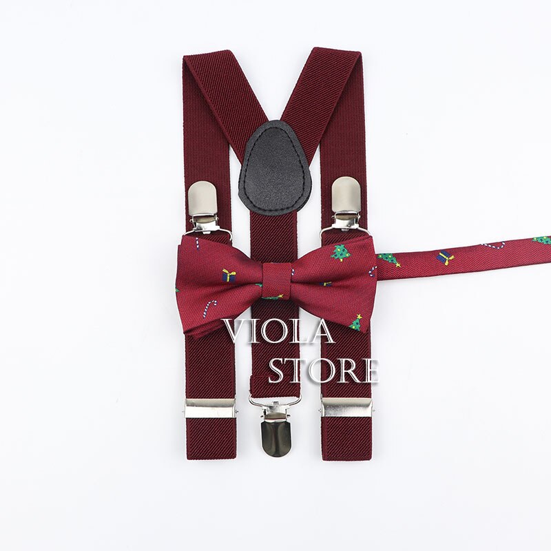 Christmas Year Suspender Bowtie Sets Men Women Boy Girl Kid Party Y-Back Shirt Braces Butterfly Belt Bow Tie Pants Accessory: Kids 3