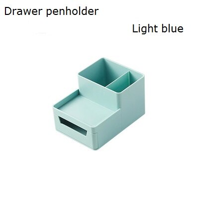 Office desktop organizer Multi-function receipt box penholders file document tray Overlayable organizer: blue penholder