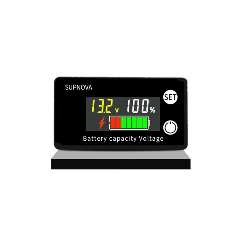 Battery Capacity Indicator DC 8V-100V Lead Acid Lithium LiFe PO4 Car Motorcycle Voltmeter Voltage Gauge 12V 24V 48V 72V: Yellow