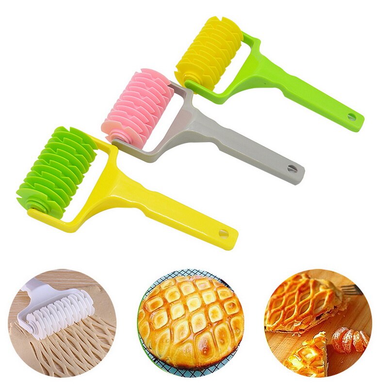 1PCS Pull Net Pizza Knife Wheel Pasta Lattice Roller Cutter Dough Biscuit Pie Kitchen Plastic Baking Tool Cutter Accessories