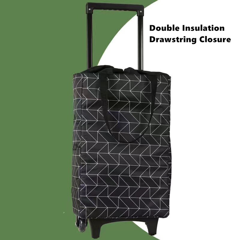 Opvouwbare Boodschappentas Vrouwen Grote Pull Winkelwagen Boodschappentassen Voor Organisator Draagbare Groenten Trolley Tassen Op Wielen De markt: Drawstring geometry