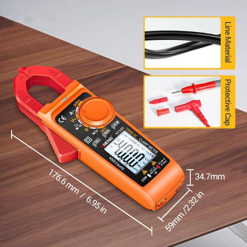 Clamp Meter Pass Voltage Meter AC DC Voltage Tester NCV Indcution 4000 Counts AC/DC 600V AC 200A 40M Resistance Meter 50LB