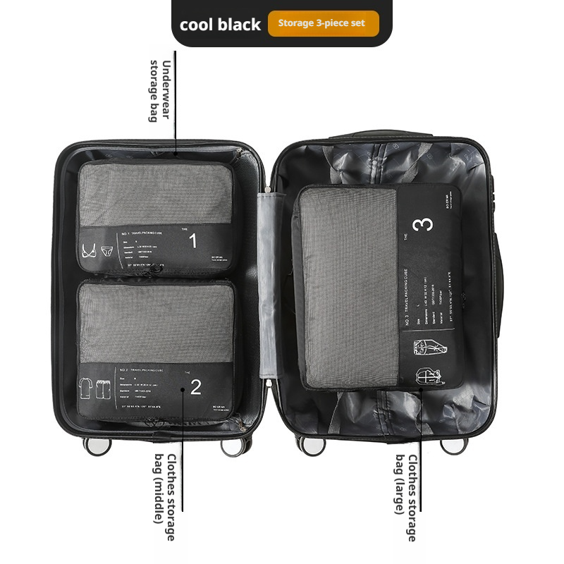 Cubos de embalaje para viaje, organizador de maletas portátil, bolsa de almacenamiento de ropa, accesorios de viaje, bolsas de equipaje para maletas de mano: Azul