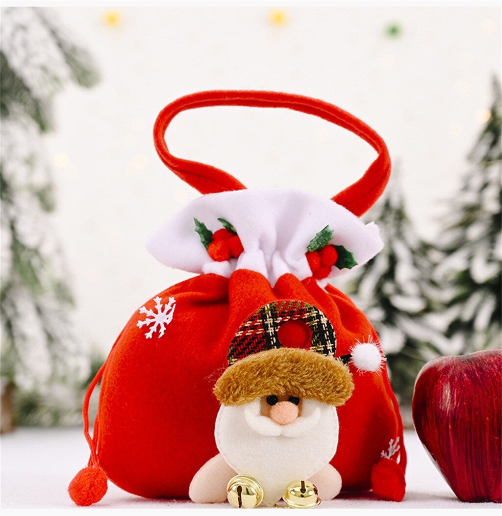 Christmas Candy Bag EcoFriendly Canvas Bags Santa Deer Elk Ride Year Nevidad Best For Kids Event Party Decor: A