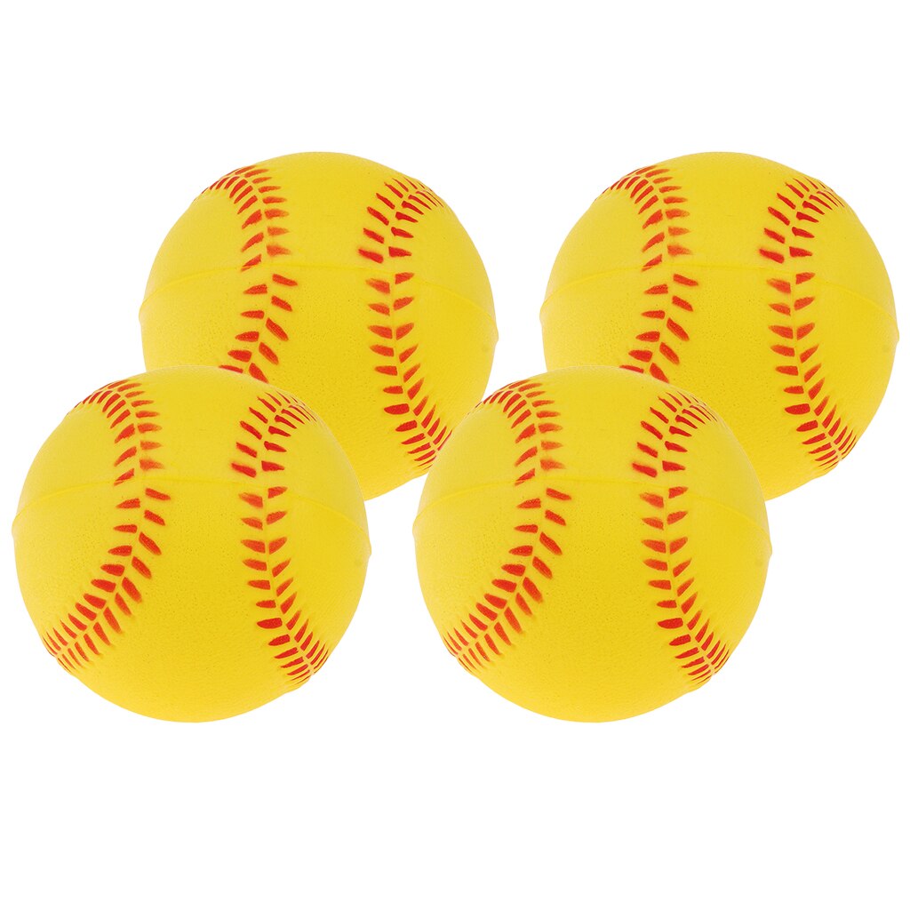 4x Exercise Safety Batting Practice Baseball Softball Bouncy Ball Yellow