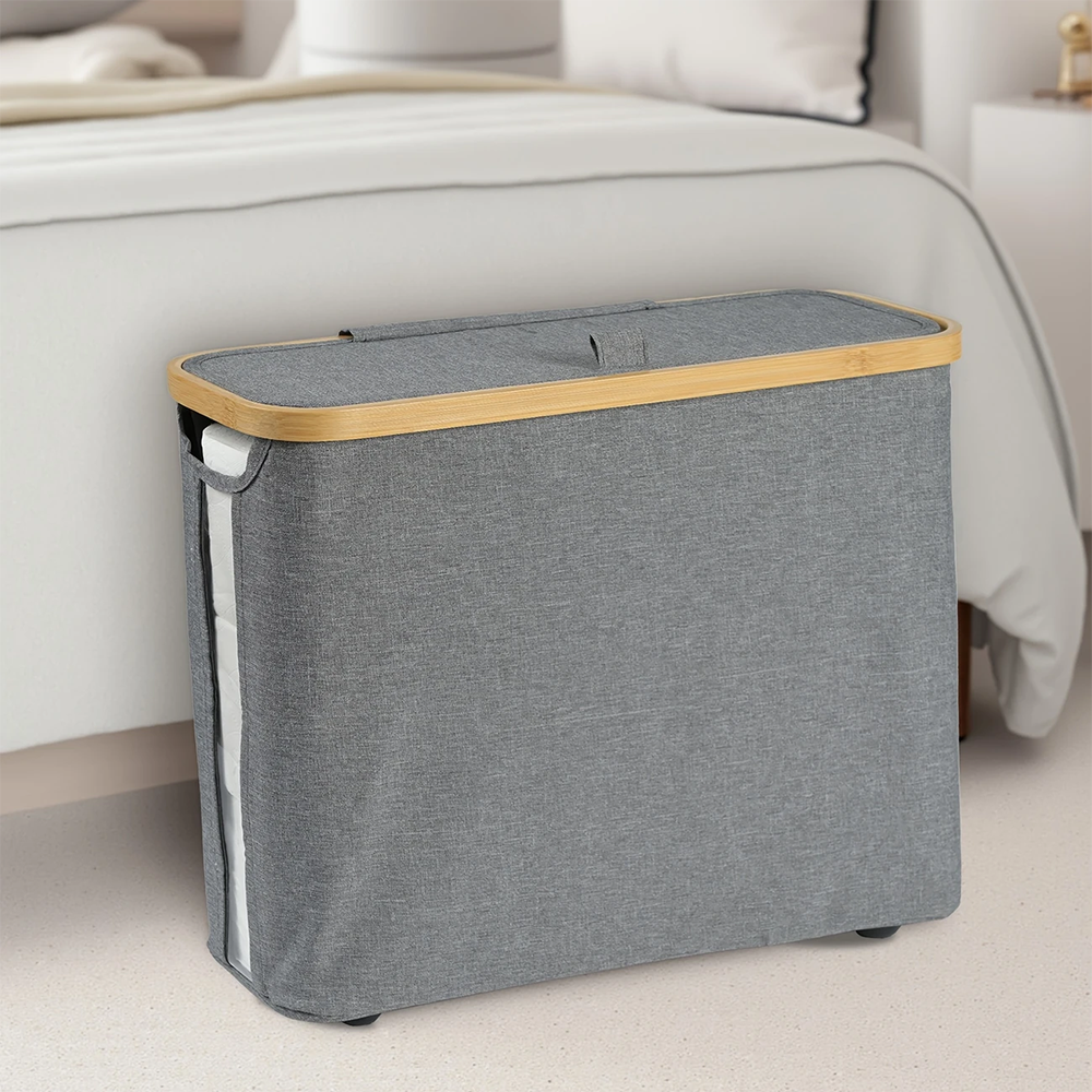 Almacenamiento de papel higiénico para baño, cesta para la colada, caja de almacenamiento de papel en rollo ultrafina para almacenar pañuelos y accesorios: Gris claro