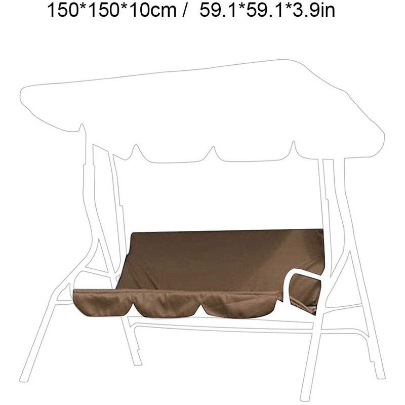 Patio Swing Canopy Cover Set - Swing Replacement Top Cover + Swing Cushion Cover for 3 Seat Swing Waterproof Covers