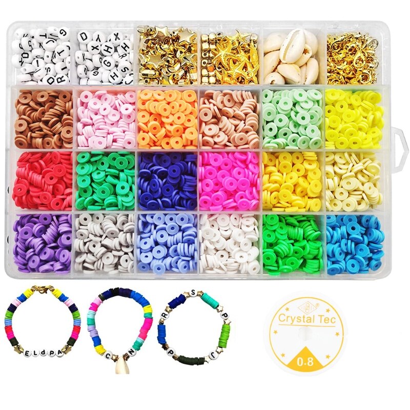 Clay Spacer Beads Bracelets Necklace Earring DIY Craft Kit with Pendant Jump Rings Pack Bracelets Multi Types Beads: 1