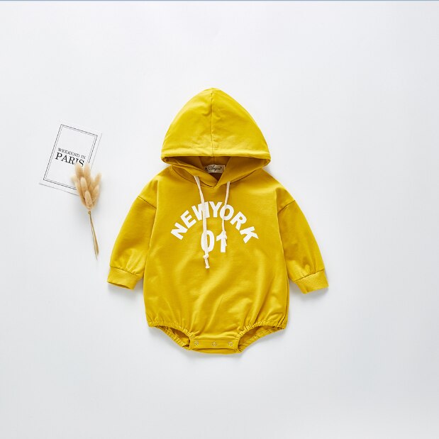 Angoubebe B20H13 Jongen Jumpsuits 0-24M Baby Jongens Katoen Casual Hooded Top Romper Sweatshirt Hoodie Outfits: Yellow / 100 (18-24M)