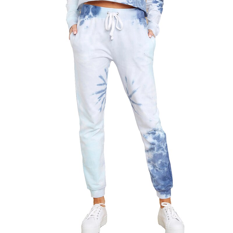 Kvinnor tie-dye tryckta träningsbyxor hodmewear casual träning dans show hip hop tie dye byxor sommar trend: Färg 1 / S