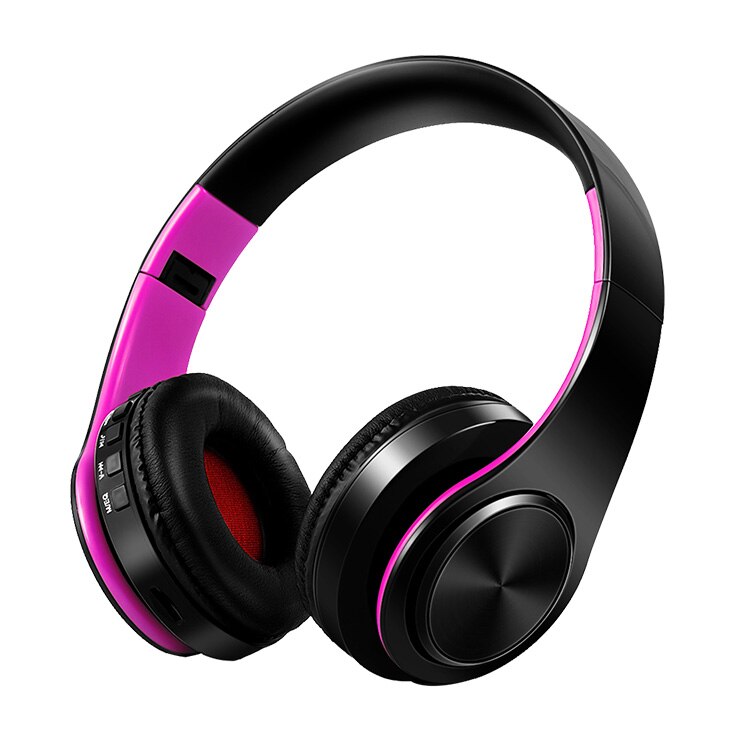 stereo headset bluetooth earphone headphone wireless bluetooth handfree universal for all phone for iphone with microphone: Black Rose