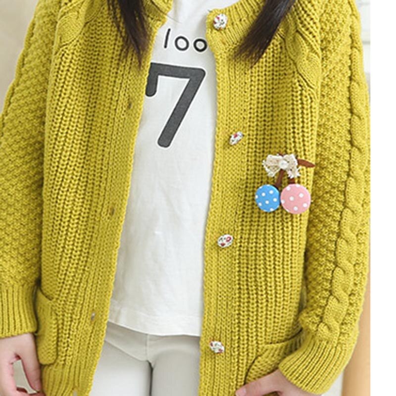 Plain Color Girls Knitted Cardigan Sweater Soft Children Clothing Outerwear Spring Kids Jacket Button Sweater Coat For Girls