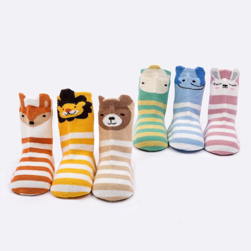 Herfst Cartoon Casual Sokken Pasgeboren Accessoires Baby Meisje Jongens Leuke Sokken Peuter Gestreepte Voet Sokken Calcetines Bebe