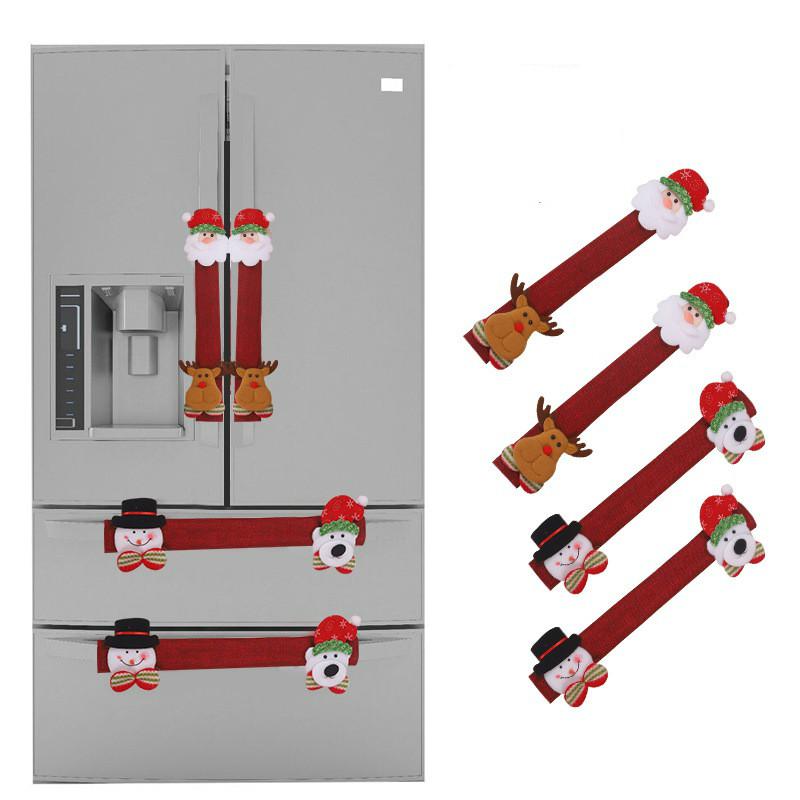 Protector de mango de nevera para decoraciones navideñas, cubierta de puerta antiestática para horno microondas, doble manija de puerta abierta, 4 Uds.: Plum