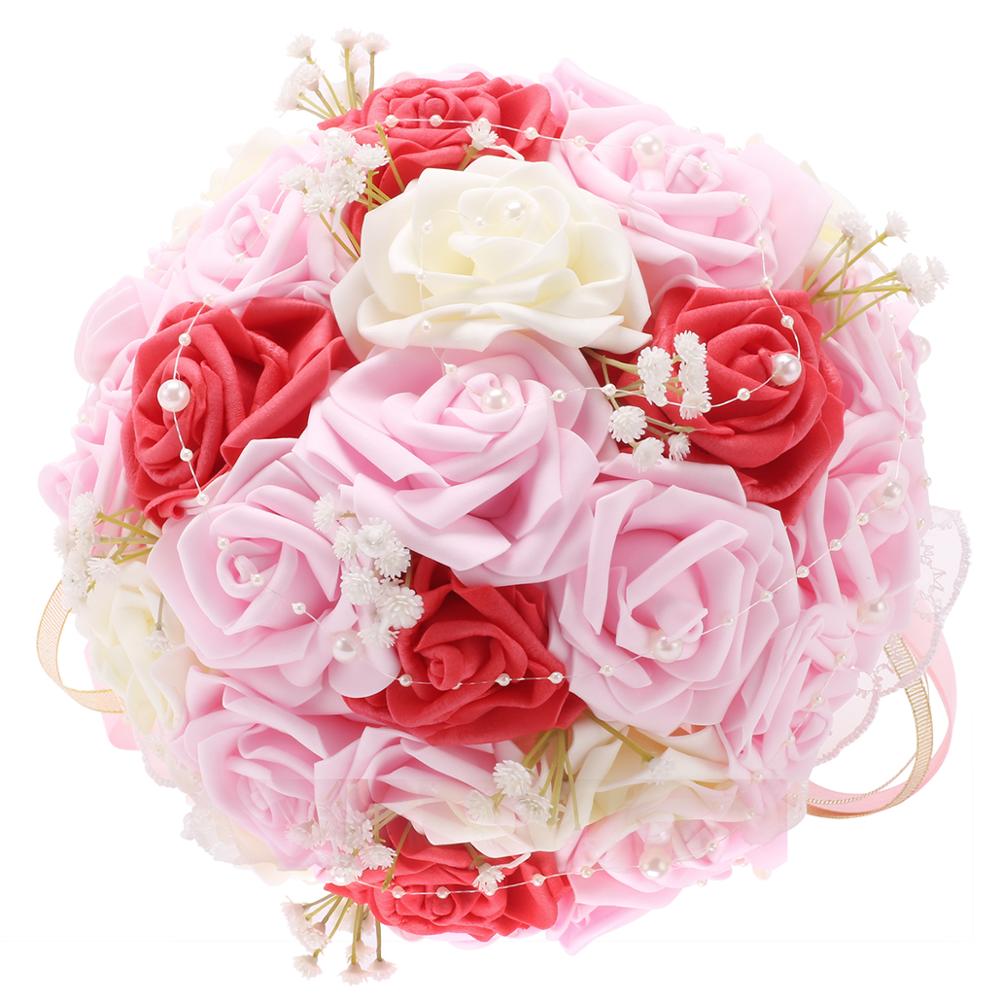 Billig pe rose diamant brudebuket blå bryllupsbuket festartikler buket  pe022x: Lyserød -1