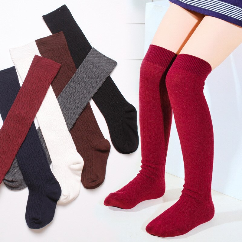 Calze per bambini in cotone pettinato calze sopra il ginocchio per bambini calze alte per studenti calze per bambini primavera autunno tinta unita