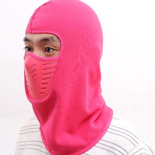 Gorro deportivo de invierno para hombre y mujer, gorros térmicos de lana, bufanda, calentador, a prueba de viento, para correr, esquiar y montar en bicicleta: Pink