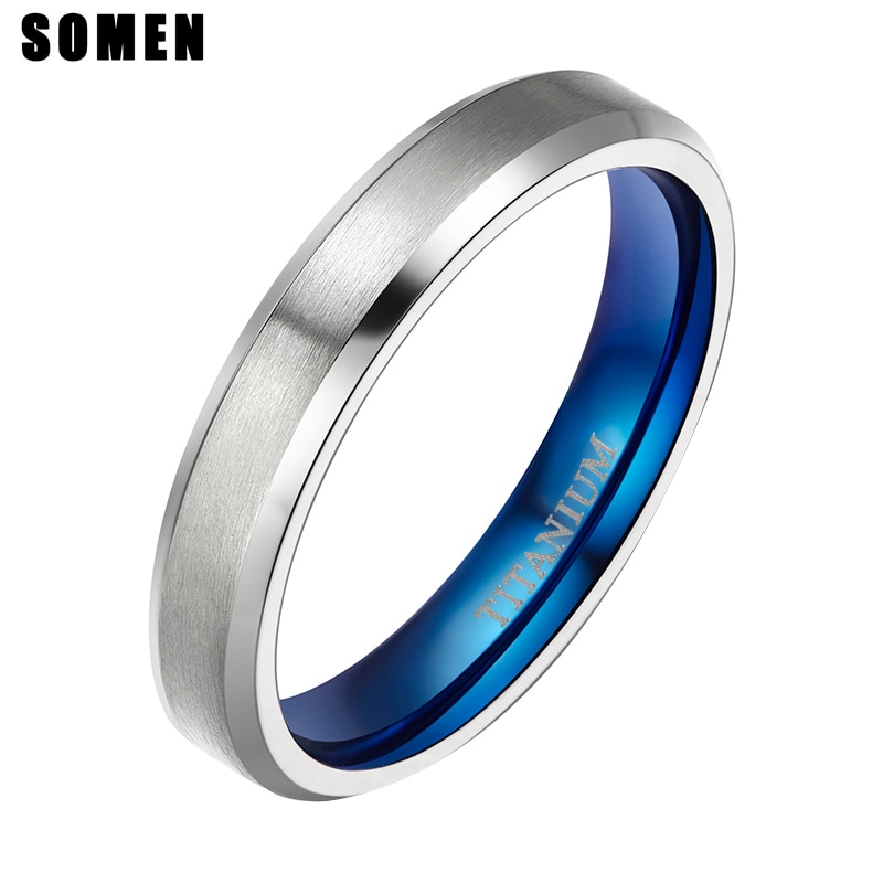 4mm Blue Inlay Titanium Rings For Women Wedding Love Rings Female Engagement Promise Jewelry anillos mujer sieraden